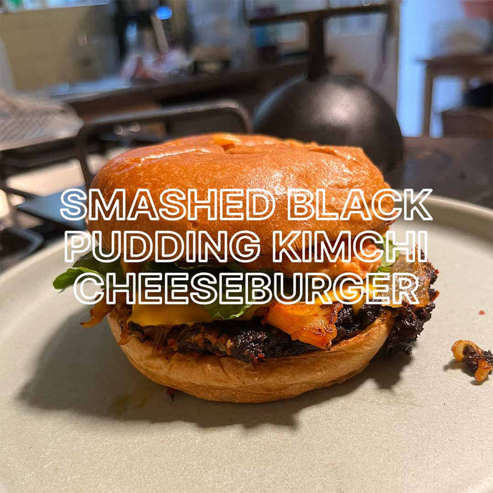 Smashed Black Pudding Kimchi Cheeseburger