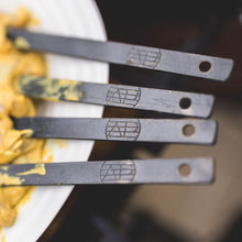 Load image into Gallery viewer, Hand Forged Broad Skewers x 4