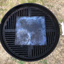 Load image into Gallery viewer, Overhead shot of the AP Plancha cooking steel on a weber barbecue
